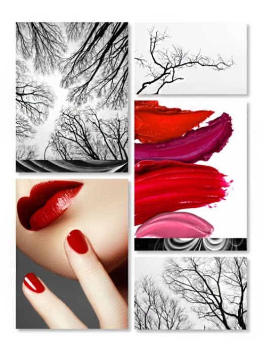 MYSTIFYING CRIMSON - GLASS MURALS - 5 PIECE ENSEMBLE