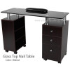 Glass Top Nail Table Black 